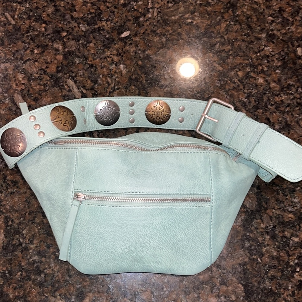 FREE PEOPLE Wilder Embellished Sling Bag NWOT in light green $98 - Picture 8 of 14